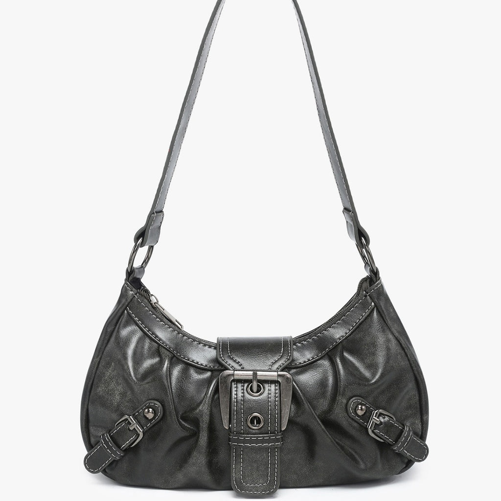 Women's Two-Tone PU Leather Shoulder Bag – Horizontal Square Handbag