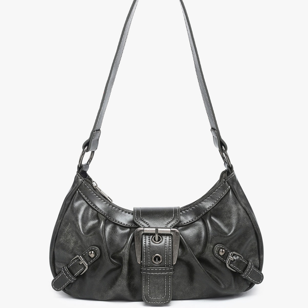 Women's Two-Tone PU Leather Shoulder Bag – Horizontal Square Handbag