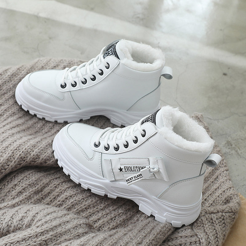 Fleece Lace-Up Winter Boots Women's Warm Plush High-Top Shoes – AdriaPulse