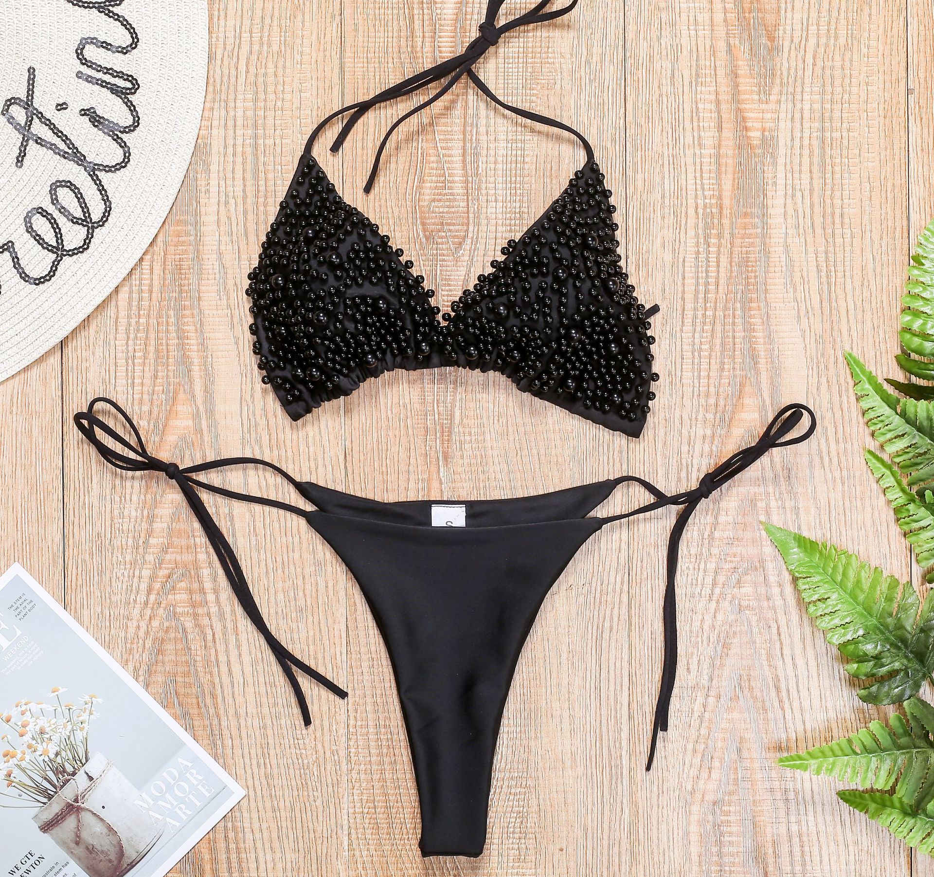 Women's Halter Mini Bikini Set Padded Swimwear – Black S | AdriaPulse