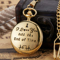 Engraved Vintage Quartz Pocket Watch – Alloy Case with Chain, 45mm