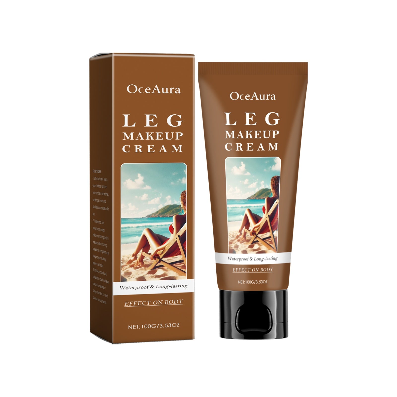 Wasserfeste Bein- und Körper-Make-up-Foundation – Tattoo- und Venen-Concealer mit Hyaluronsäure | 100 ml | 3 Farbtöne