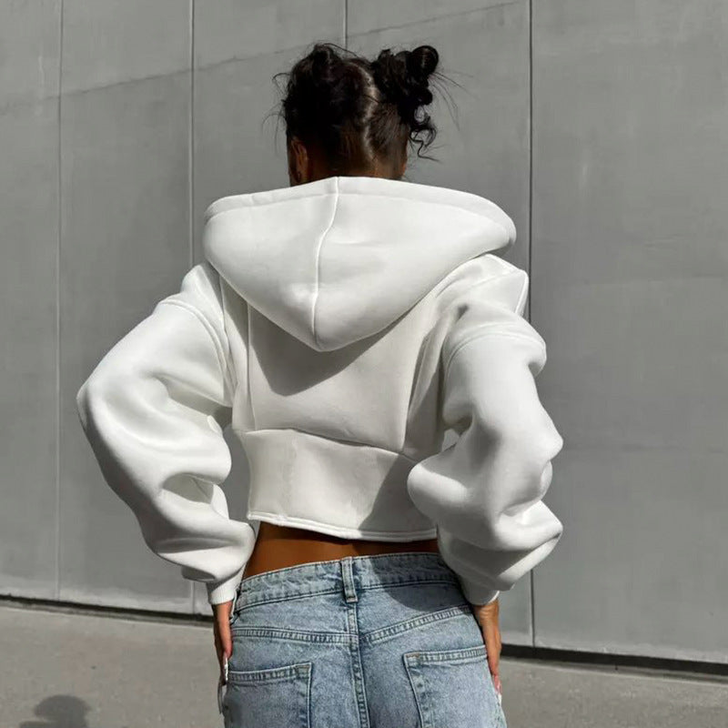 Sweat à Capuche Zippé Cardigan Y2K Mode Ins Veste Corset à Manches Longues Vêtements Femme
