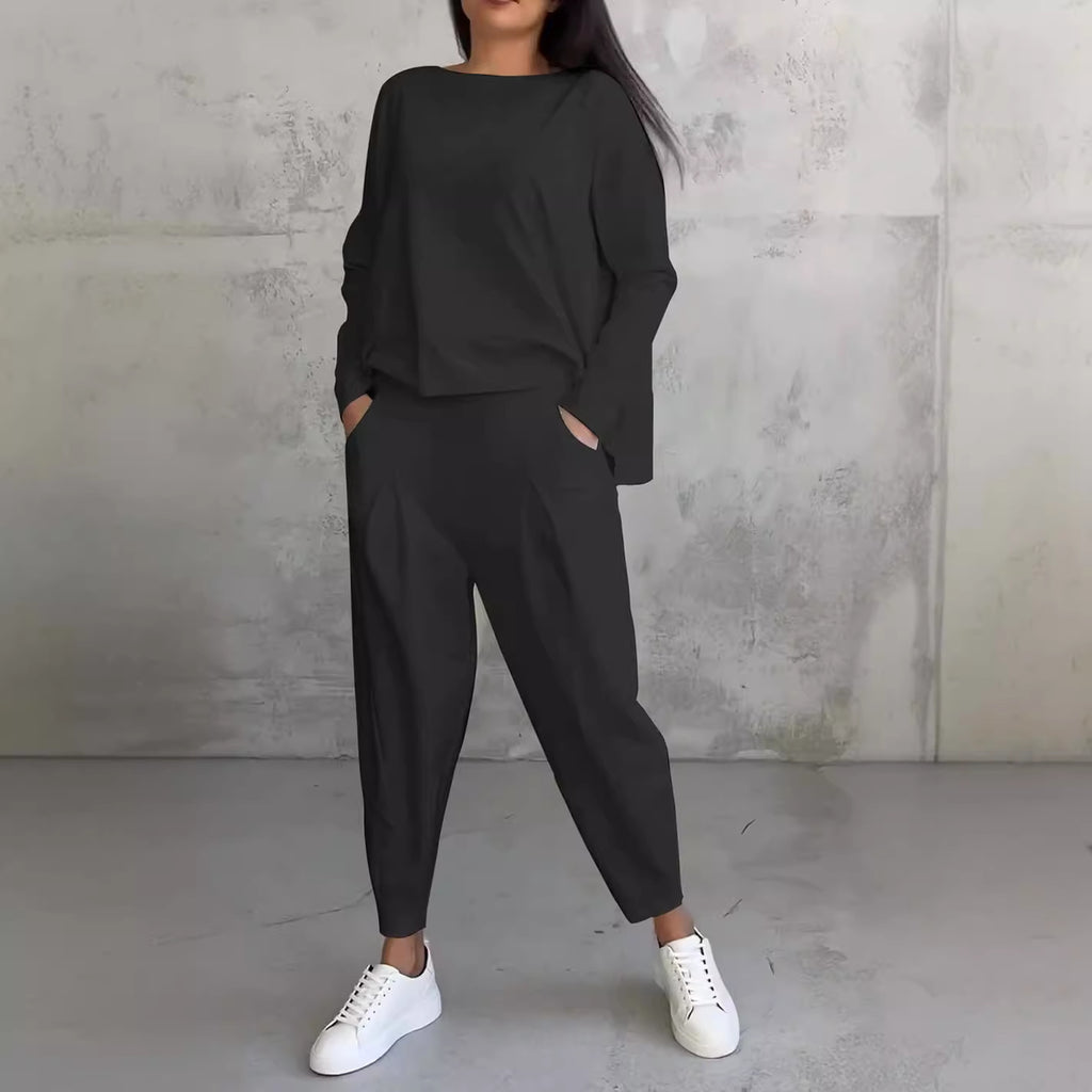 Women's Raglan Sleeve Top & Harem Pants Set – Casual Pocket Co-ord