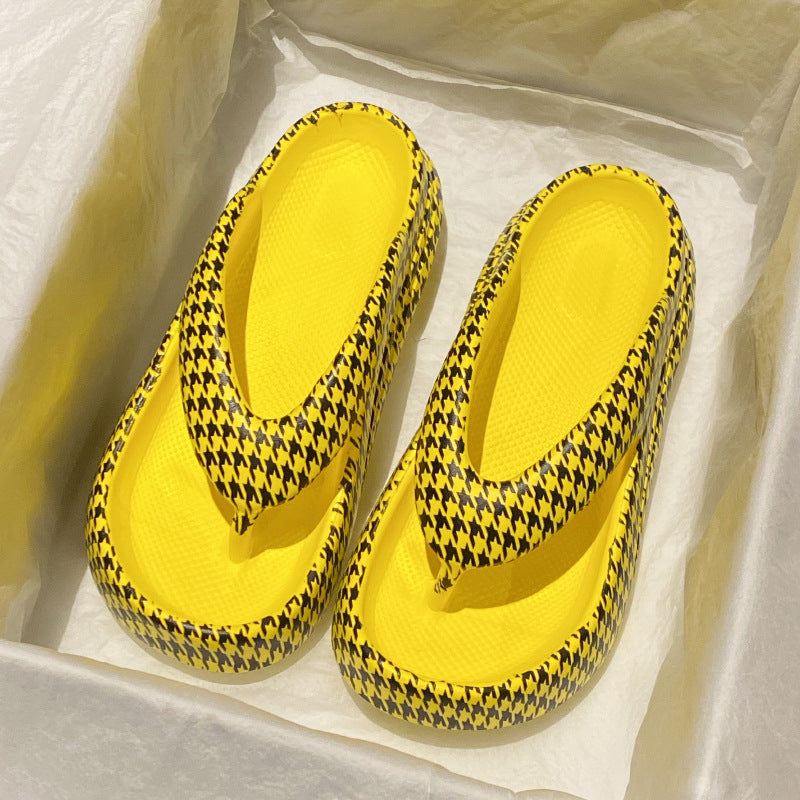 Women's Thick Sole EVA Flip-Flops – Striped Outdoor Slippers