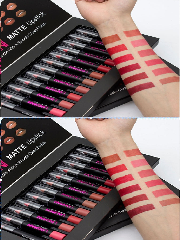 Langmanni Matte Velvet Lipstick Set – 12pcs Waterproof Long-Lasting