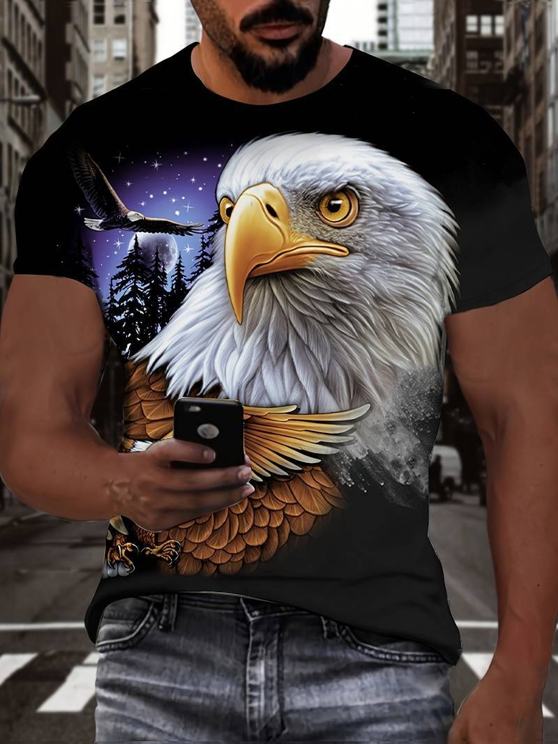 Eagle Print T-Shirt | Oversized Digital Print Tee – XS to 5XL