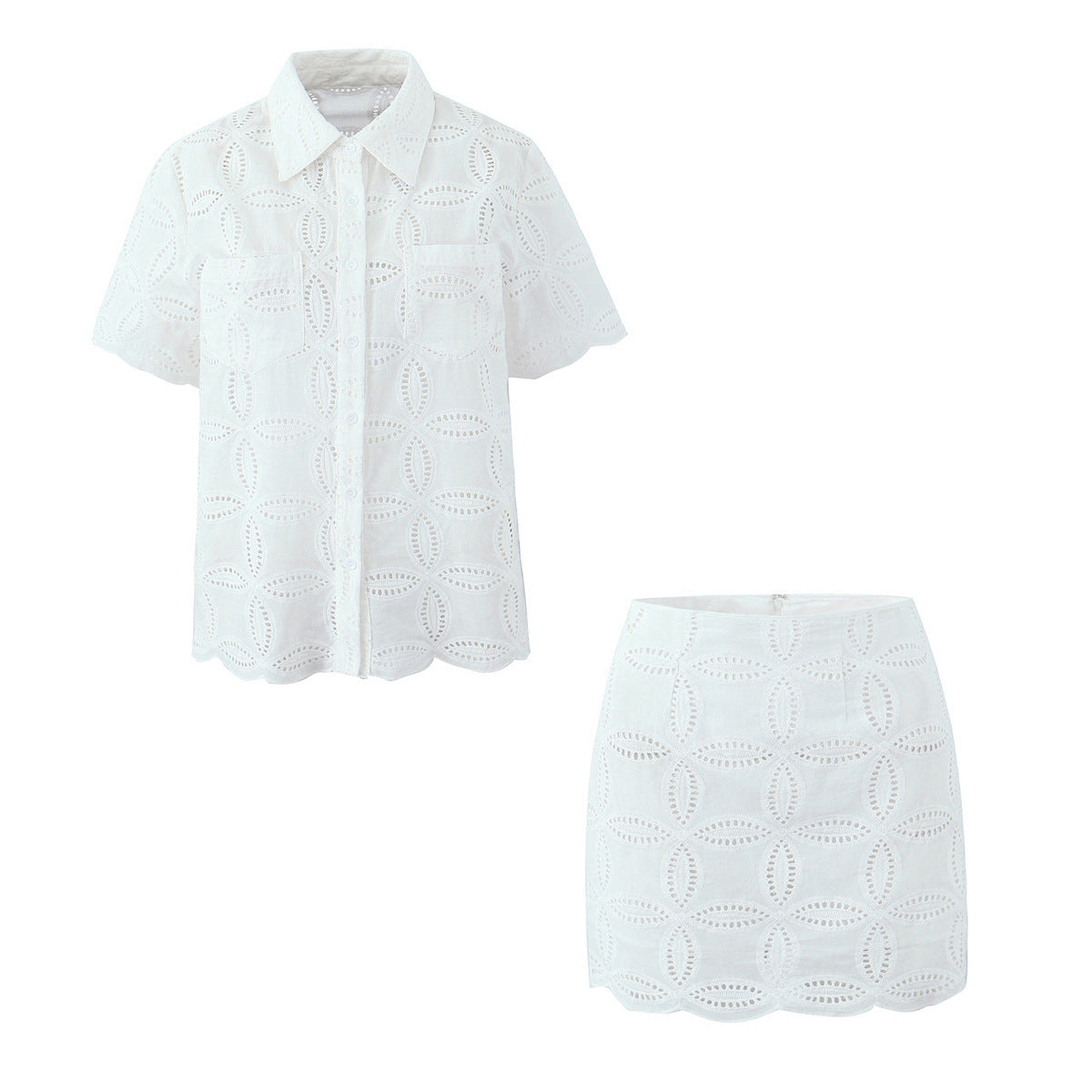 Women's White Shirt & Lace Mini Skirt Set – AdriaPulse