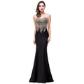 Sexy Backless Fishtail Dress Hollow Applique Sheer Black AdriaPulse