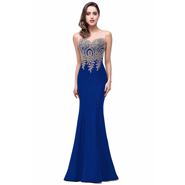 SSexy Backless Fishtail Dress Hollow Applique Sheer AdriaPulse