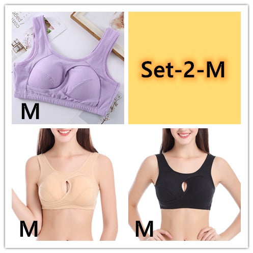 Plus Size Wire-Free Cotton Bra With Removable Padding