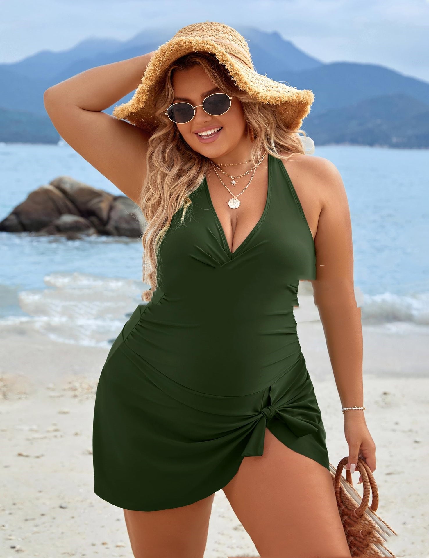 Women's Plus Size One-Piece Skirt Swimsuit Curvy Swimwear – | AdriaPulse