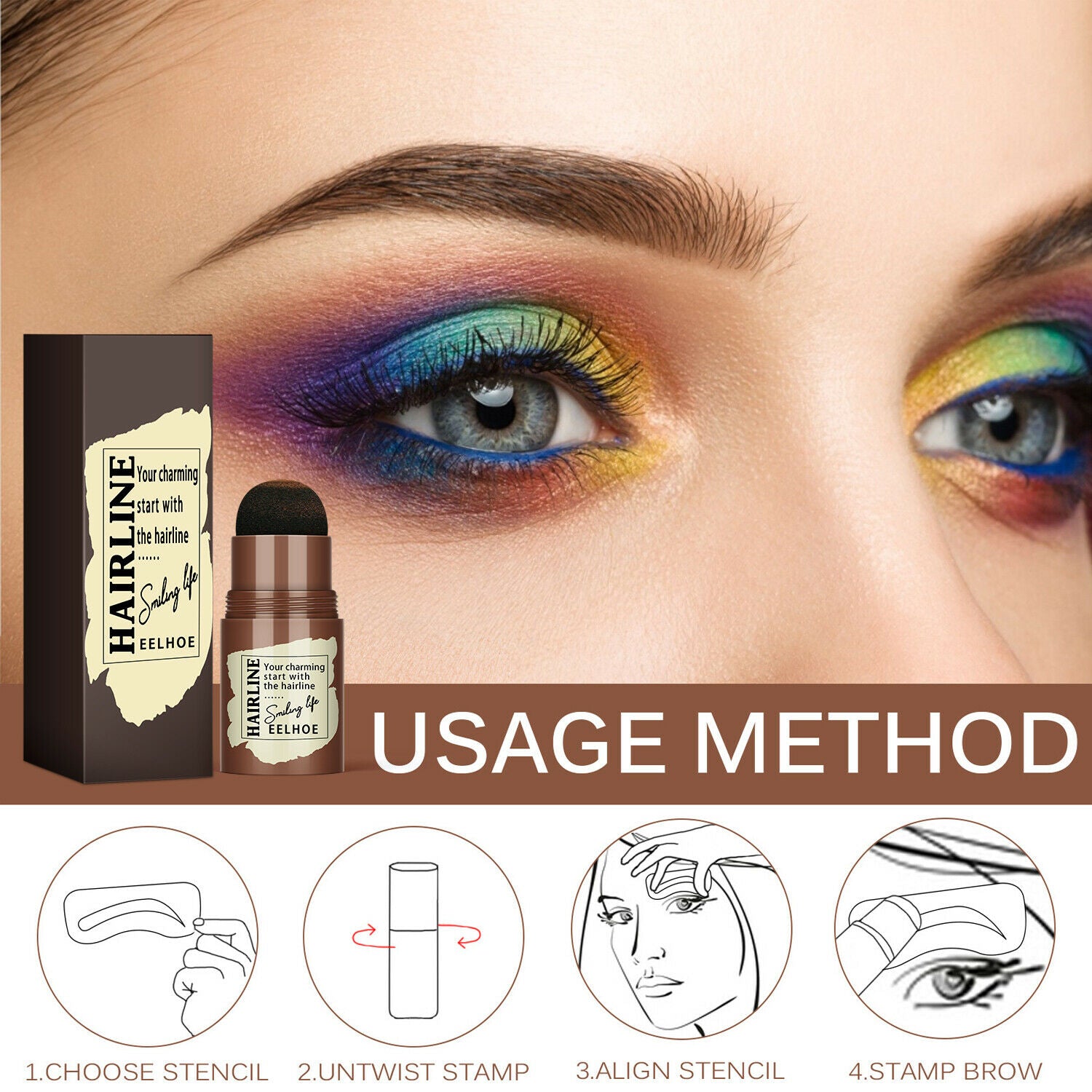 Eyebrow Stamp Stencil Kit – Airbrush Brow Definer with 24 Stencils