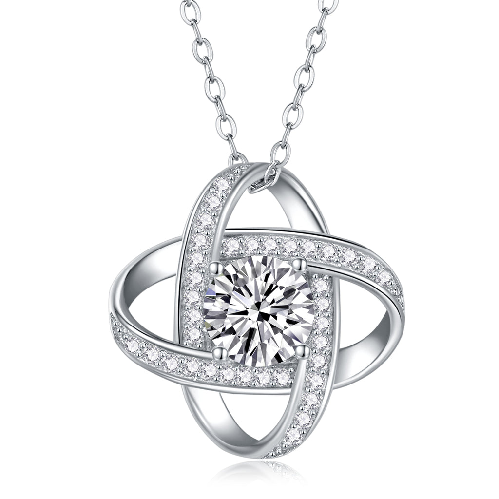1 Carat Moissanite Pendant Necklace – S925 Silver Platinum-Plated Chain