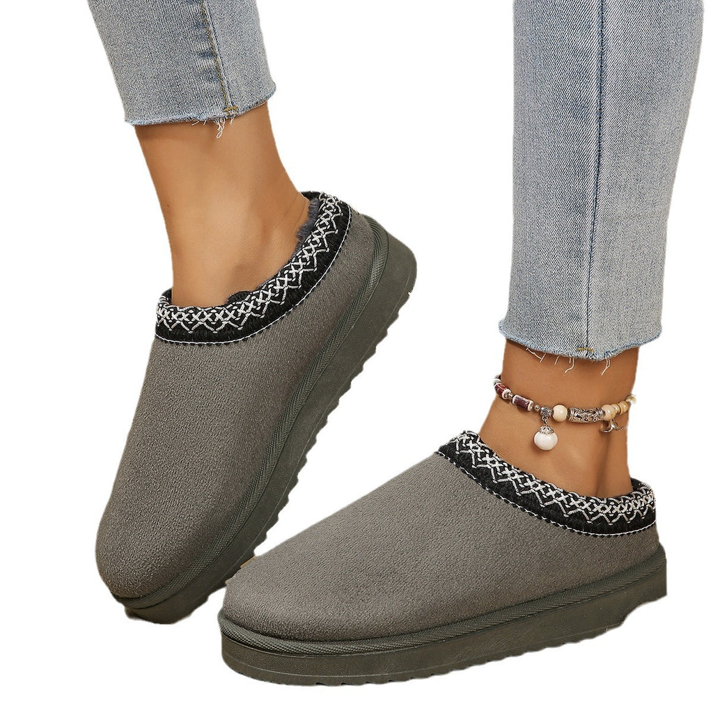Fashionable Women's Snow Boots, Half-slippers, Cotton Shoes, And Thickened Plush Slippers
