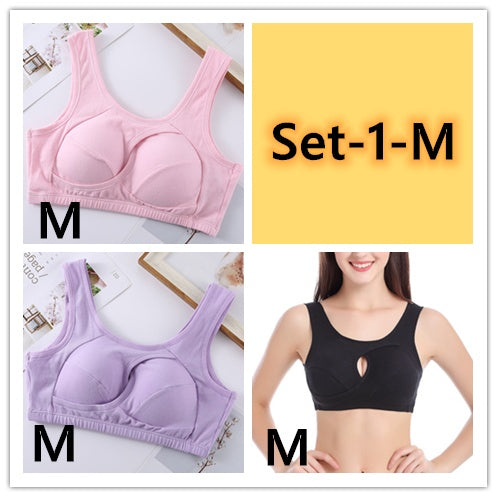 Plus Size Wire-Free Cotton Bra With Removable Padding
