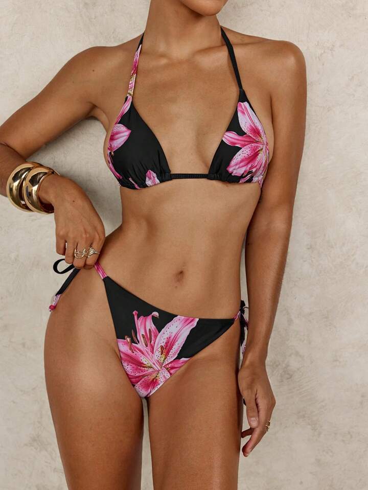 Women's Leopard Print Lace-Up Bikini Set 2-Piece Swimwear – | AdriaPulse