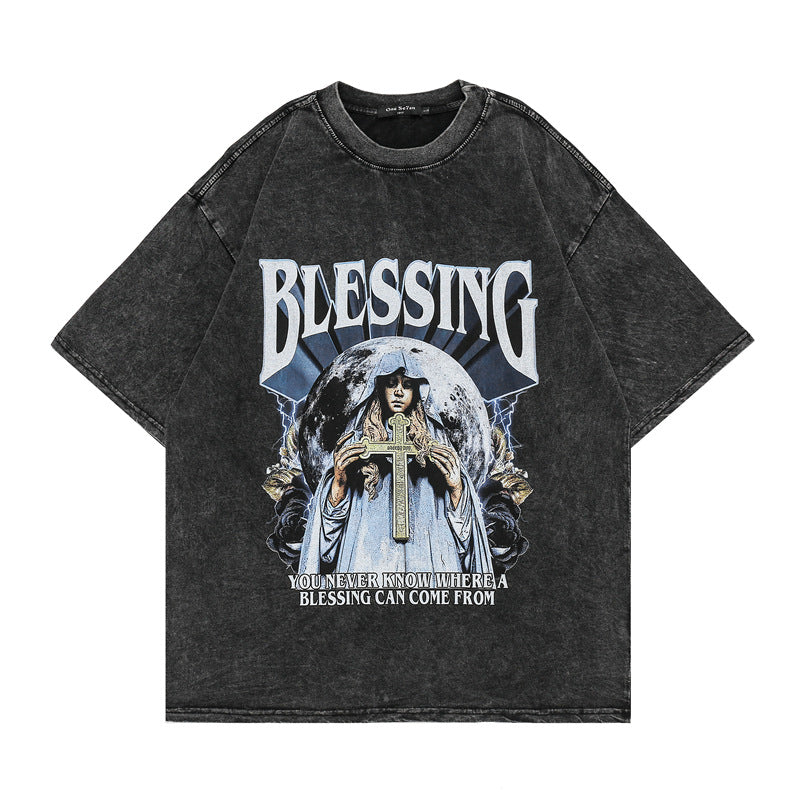 Distressed Portrait Print T-Shirt | Retro Hip-Hop Cotton Tee – Unisex