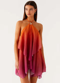 Mesh-Farbverlauf Neckholder-Kleid locker geschnitten