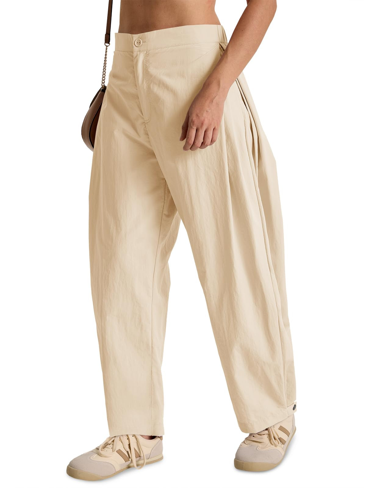 Damen Barrel-Leg Hose – Weite Baggy-Hose mit Taschen