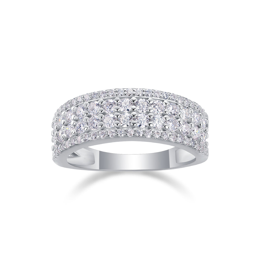 Mehrreihiger Moissanit-Diamantring – Luxus S925 Silber Stapelring