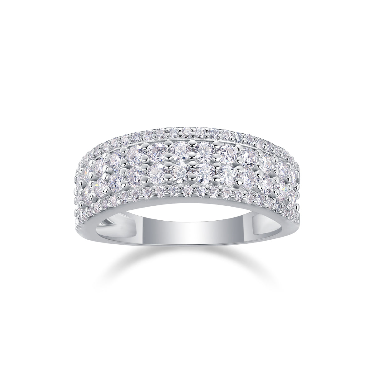Mehrreihiger Moissanit-Diamantring – Luxus S925 Silber Stapelring