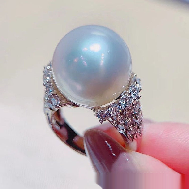 Pearl Zircon Ring – White Gold Color | AdriaPulse