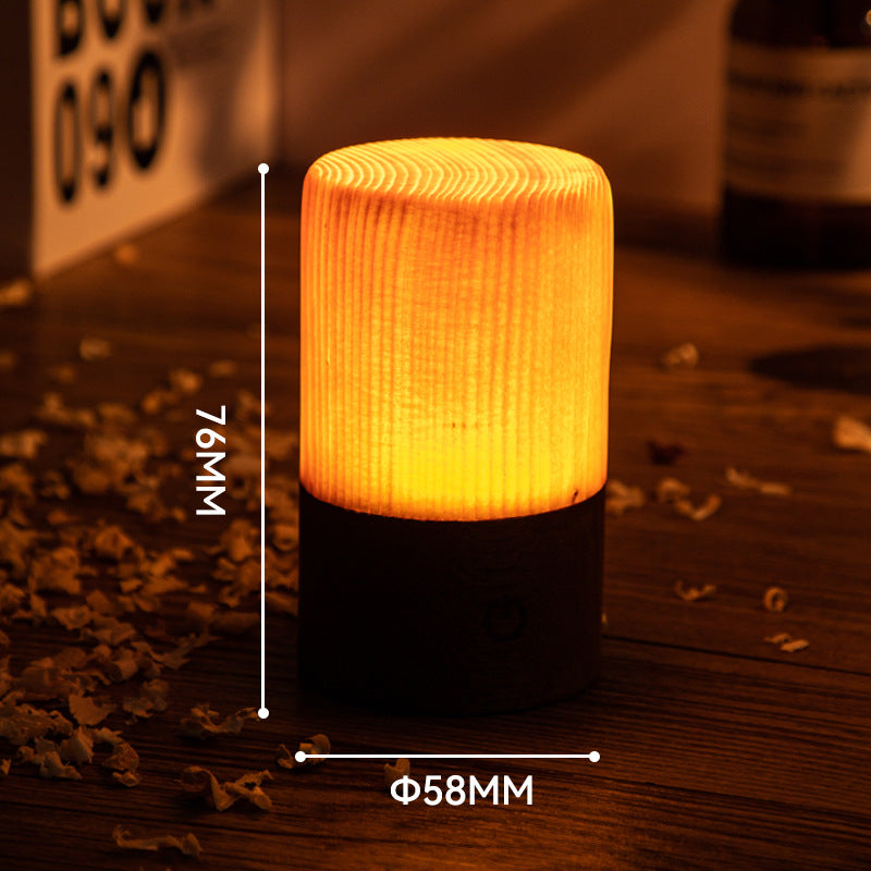 Retro Wood Atmosphere Night Light – Touch USB Lamp for Picnic & Home Decor