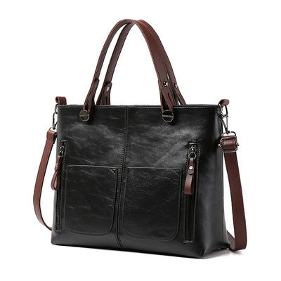 Retro Large Capacity Crossbody Shoulder Bag Women Handbag Black AdriaPulse
