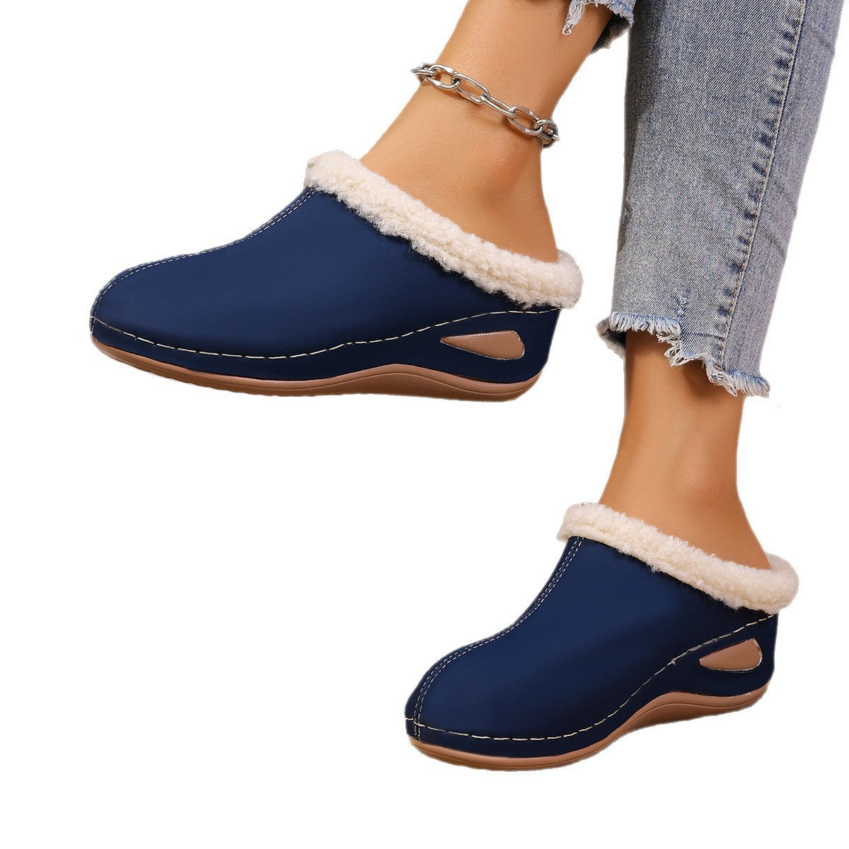 Plüsch-Keilsandaletten für Damen – Outdoor-Gartensandalen
