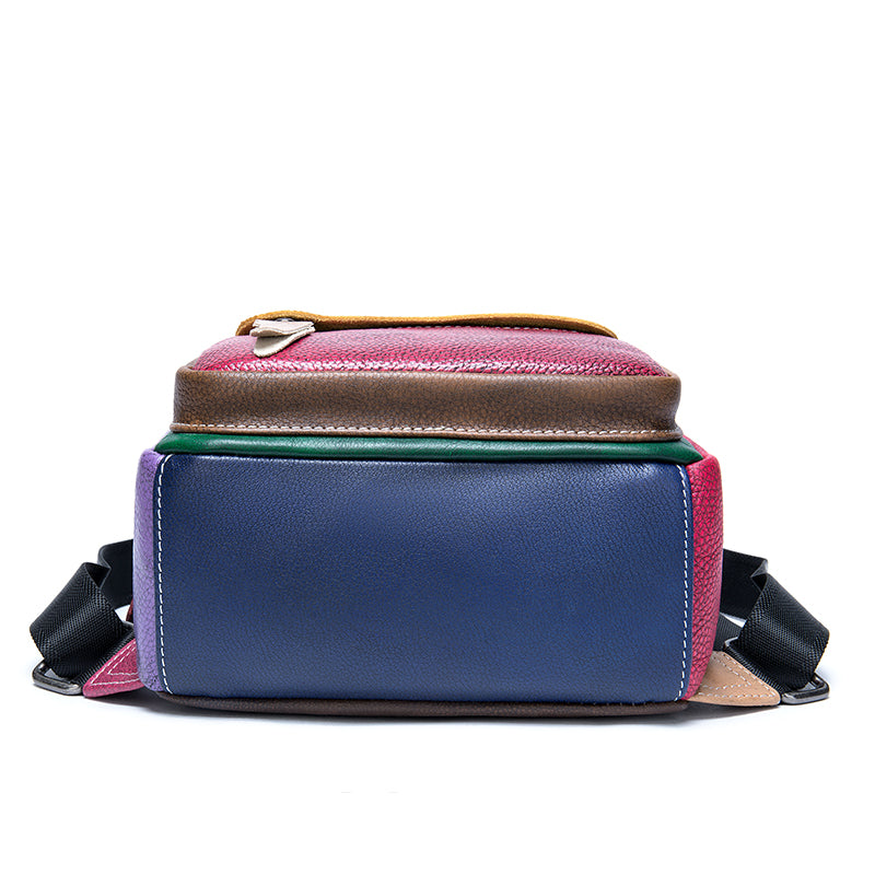 Sac à dos rétro en cuir de vachette véritable pour femme – Sac carré moyen en cuir souple