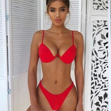 Women's Solid Color Bikini Set Polyester 2-Piece Swimwear – Black | AdriaPulse