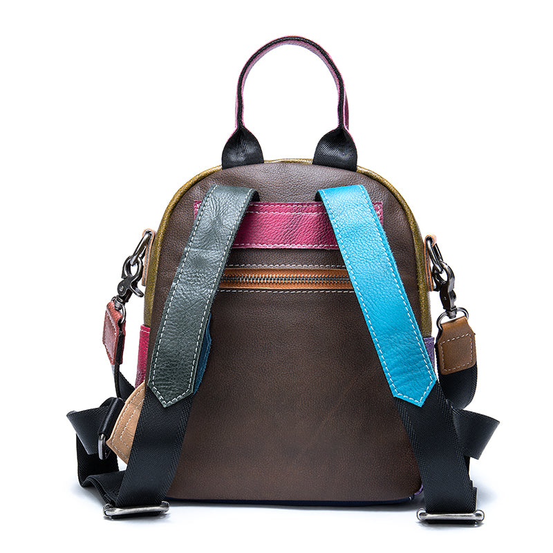 Sac à dos rétro en cuir de vachette véritable pour femme – Sac carré moyen en cuir souple