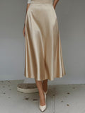 Satin Velvet Mid-Length Commuter Skirt Women AdriaPulse