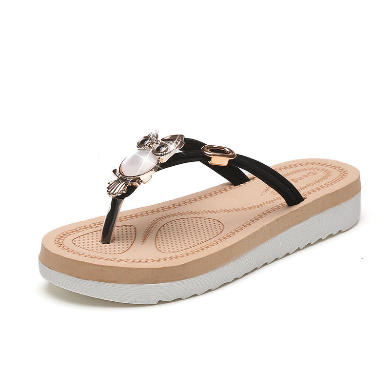 Women's Korean Style Flat Flip-Flops – Matte Herringbone Sandals