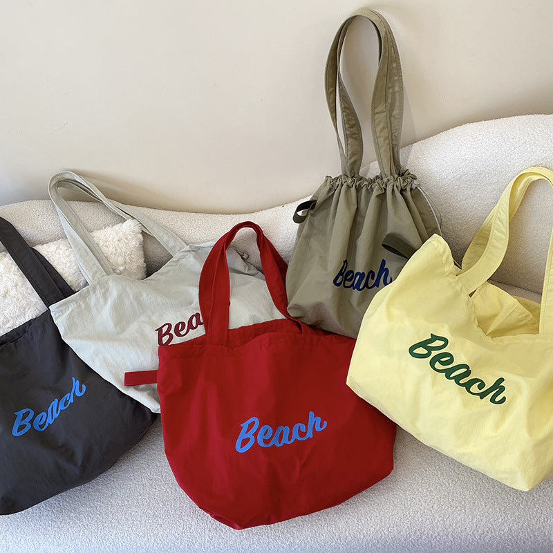 Women's Large Capacity Canvas Beach Shoulder Bag – Lightweight Polyester Tote