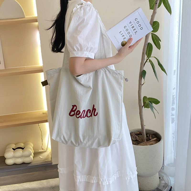 Women's Large Capacity Canvas Beach Shoulder Bag – Lightweight Polyester Tote