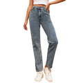 Damen-Jeans Straight Fit, Washed – Stretch-Denim, Blau, XS–L