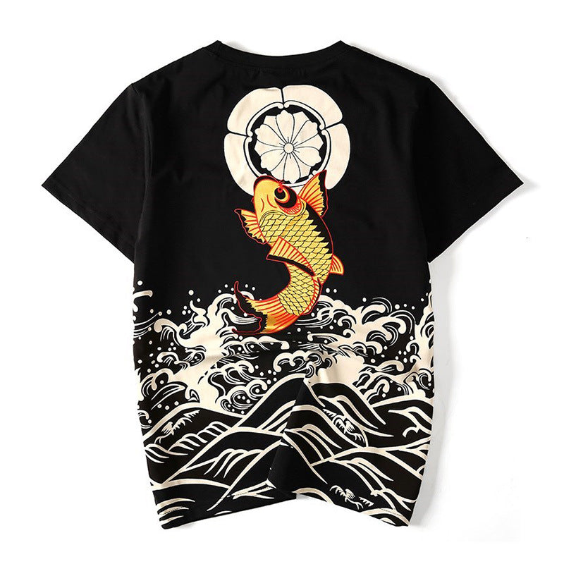 Wave Print T-Shirt | Oversized Cotton Graphic Tee – Unisex
