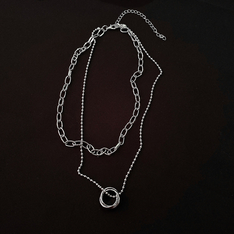 Women's Multilayer Silver Necklace – Electroplated Alloy Layering Chain
