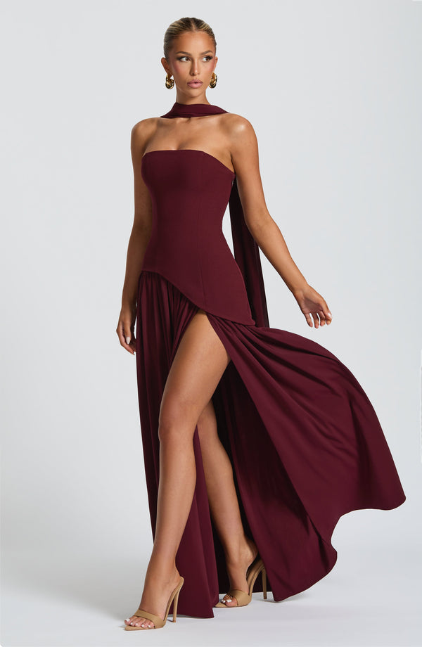 Maliyah Maxi Dress – Lace-Up Backless Chiffon Gown with Thigh Split | AdriaPulse