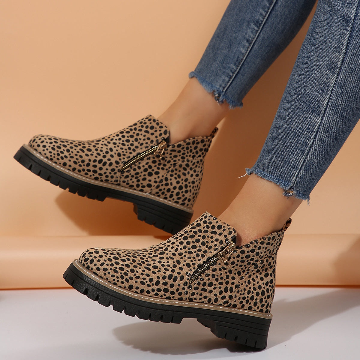 Women's Suede Chunky Ankle Boots – Block Heel Side Zipper | EU 36–43