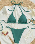 Geripptes Damen-Bikini-Set – Sexy V-Ausschnitt Zweiteiliger Badeanzug – AdriaPulse