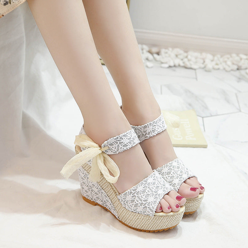 Damenmode Keilabsatz Peep-Toe Sandalen