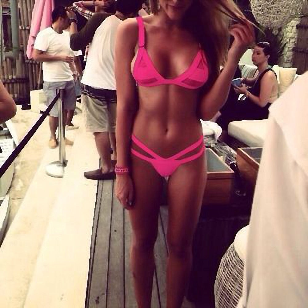 Mesh Strappy Bikini – Women's Nylon Spandex Swimwear S–XL