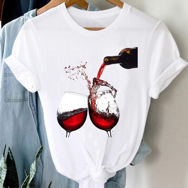 Women's Printed Short Sleeve Casual Top – Soft Milk Silk Tee in Blue & White