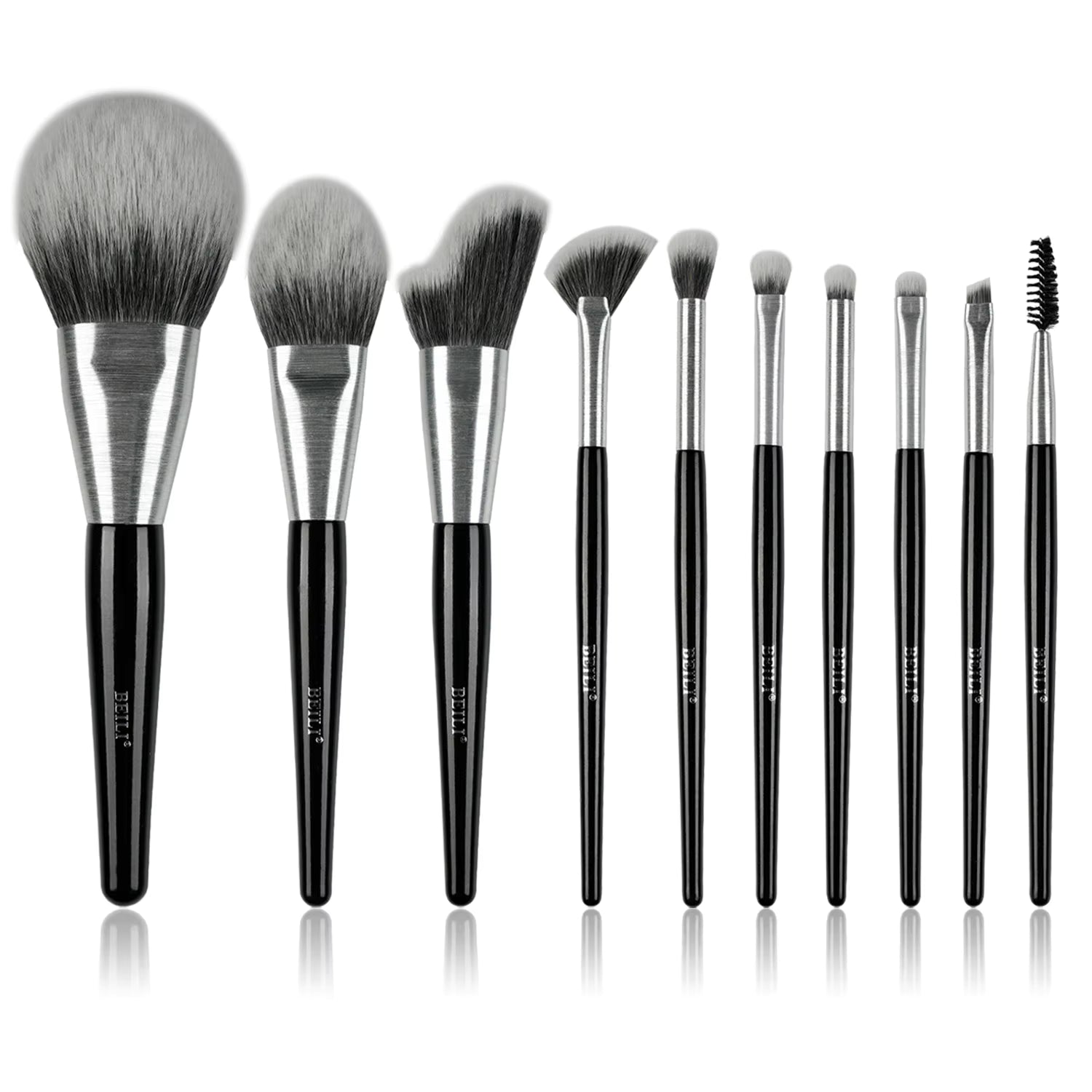 Premium 10-Piece Makeup Brush Set – Natural Hair Brushes with Wooden Handles for Professional Makeup
