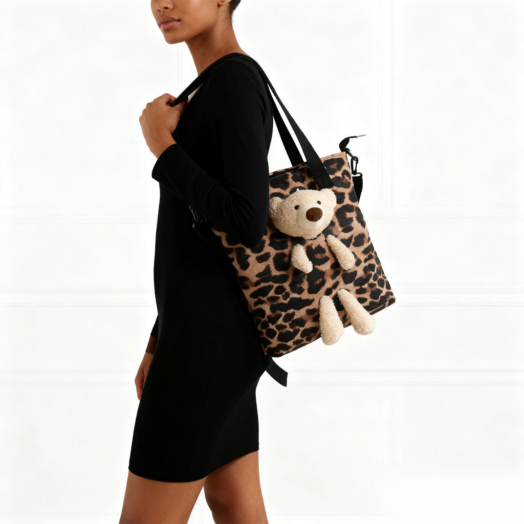 Bear Tote Bag – Cute Aesthetic Canvas Shoulder Bag for Women & Girls