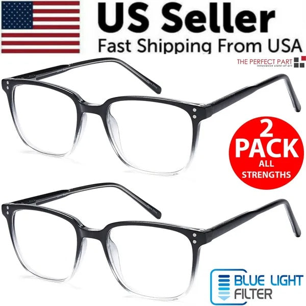 2-pack unisex blue light blocking reading glasses for men and women, computer readers with strength +4.00 – AdriaPulse"