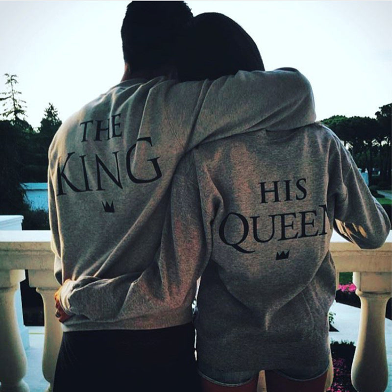 King & Queen Couples Matching Sweater Set – Alphabet Print Pullover for Women & Men – AdriaPulse"